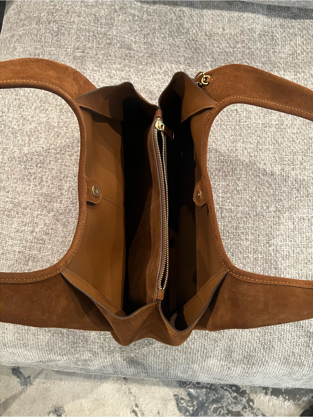 Coach Brown Suede Shoulder Bag with Gold Hardware - Picture 4 of 5